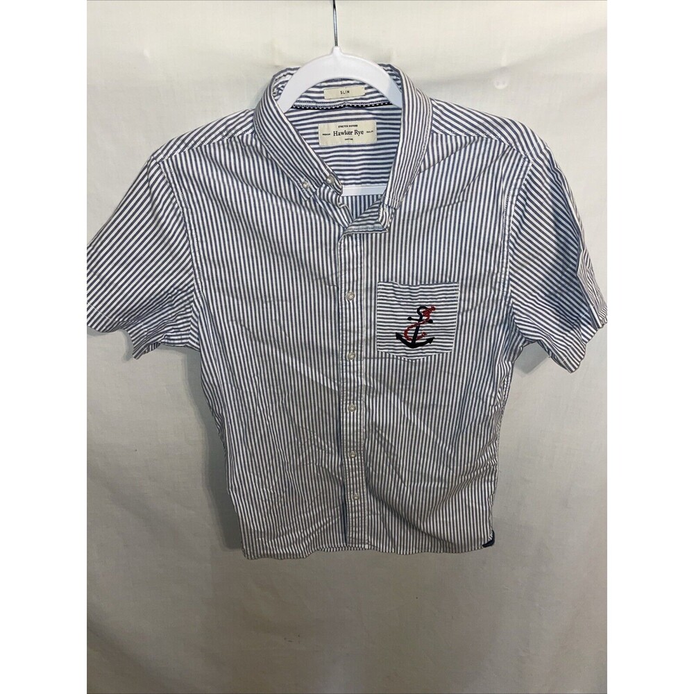 Hawker Rye Women’s Dress Shirt Size Medium Blue Striped Nautical School College